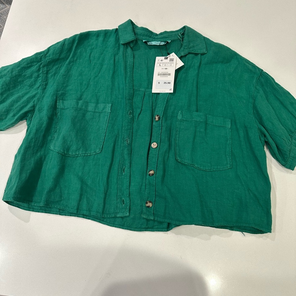 Zara Green button down size L
